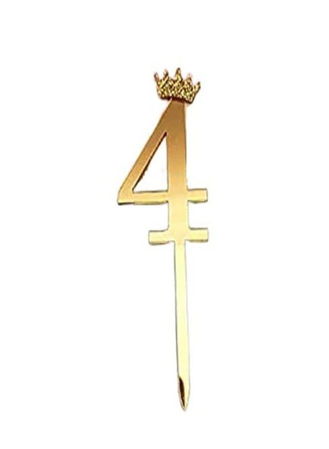 MOREL Gold Color Numerical Number Four (4) Cake Topper for Birthday/Anniversary (Gold, 4) - Image 1